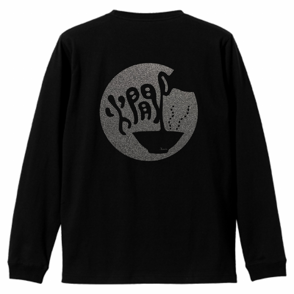 長袖「燗」Tシャツ(ブラック×ブラックメタリック)