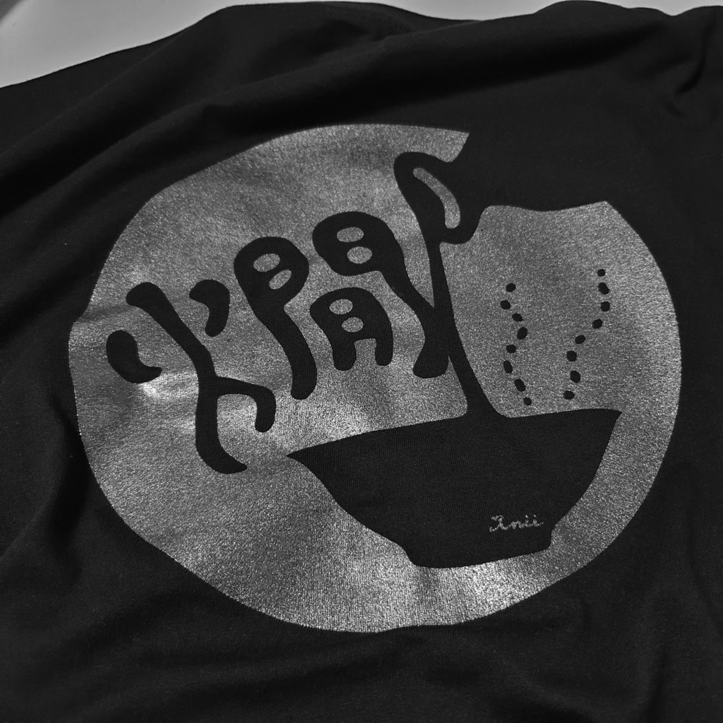 長袖「燗」Tシャツ(ブラック×ブラックメタリック)