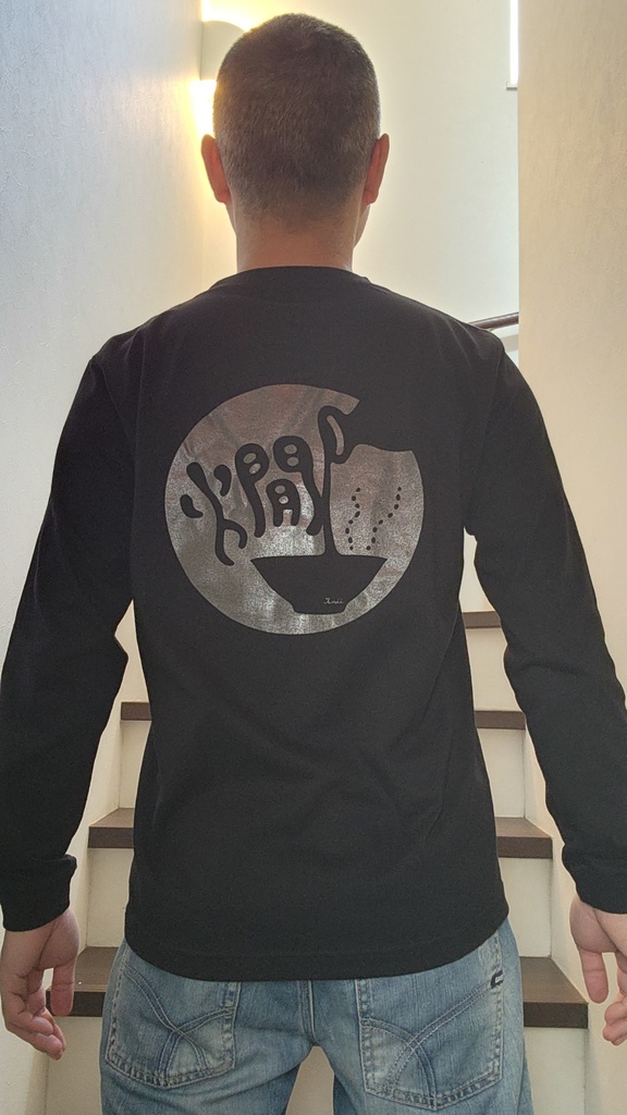 長袖「燗」Tシャツ(ブラック×ブラックメタリック)