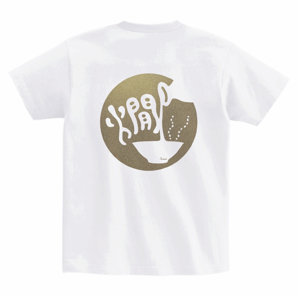 「燗」Tシャツ(ホワイト×ゴールド)