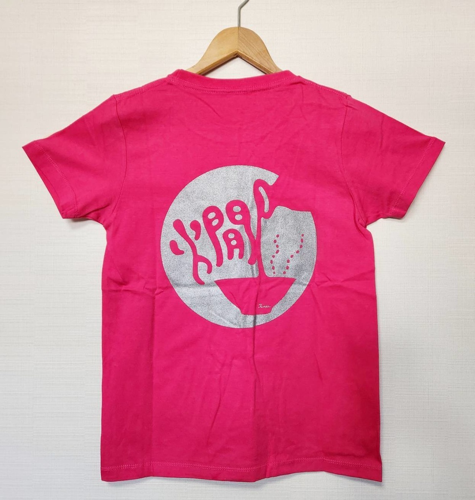 ガールズサイズ「燗」Tシャツ(ピンク×シルバー)