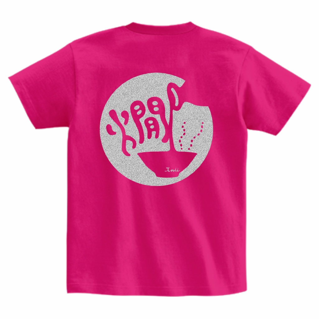 「燗」Tシャツ(ピンク×シルバー)