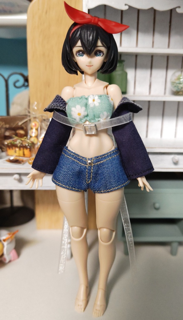 花柄トップス青緑色(Lサイズ)