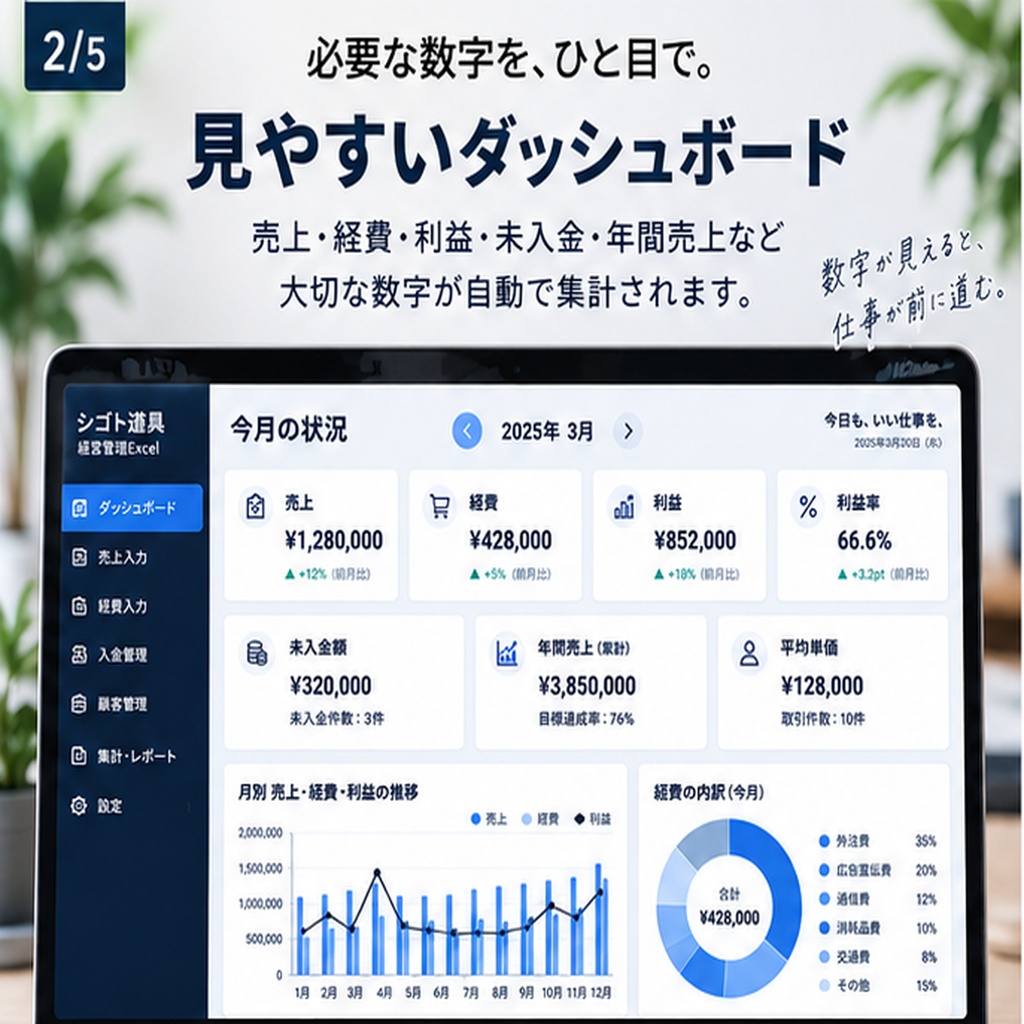特別価格です!ひとり仕事の売上・経費・利益管理|かんたん経営管理Excel