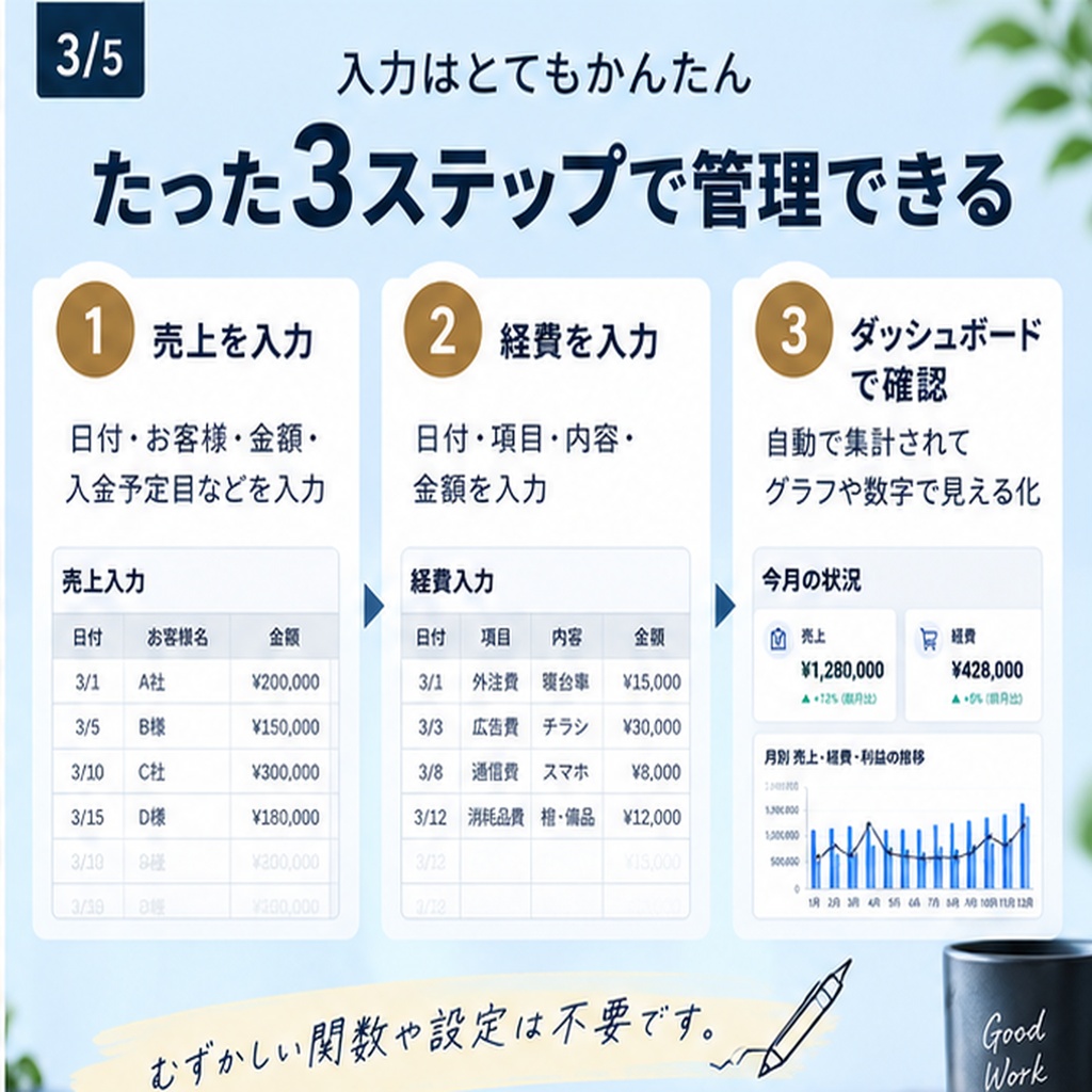 特別価格です!ひとり仕事の売上・経費・利益管理|かんたん経営管理Excel