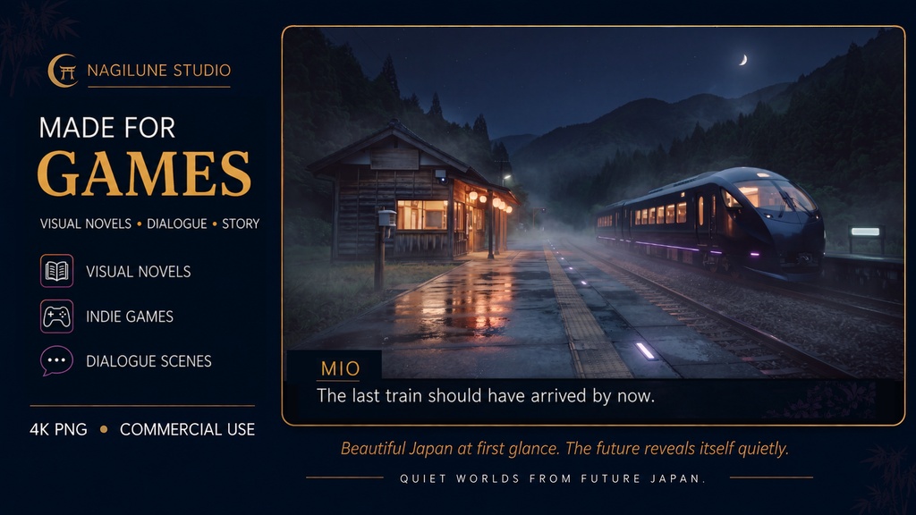 Quiet Neon Japan Vol.1|静かな未来日本 4K背景素材10枚セット