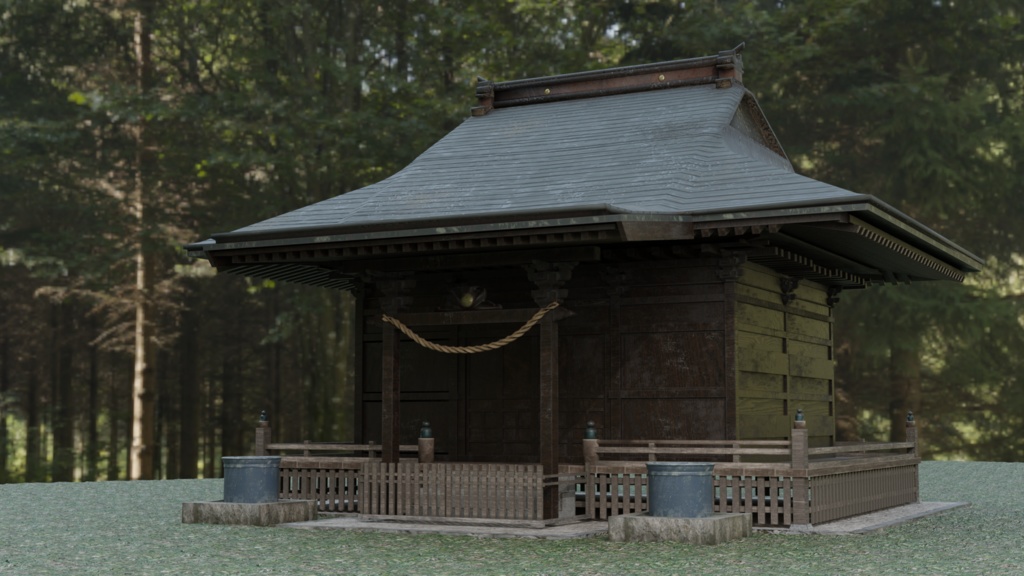 ３Dアセット神社　水釜付き