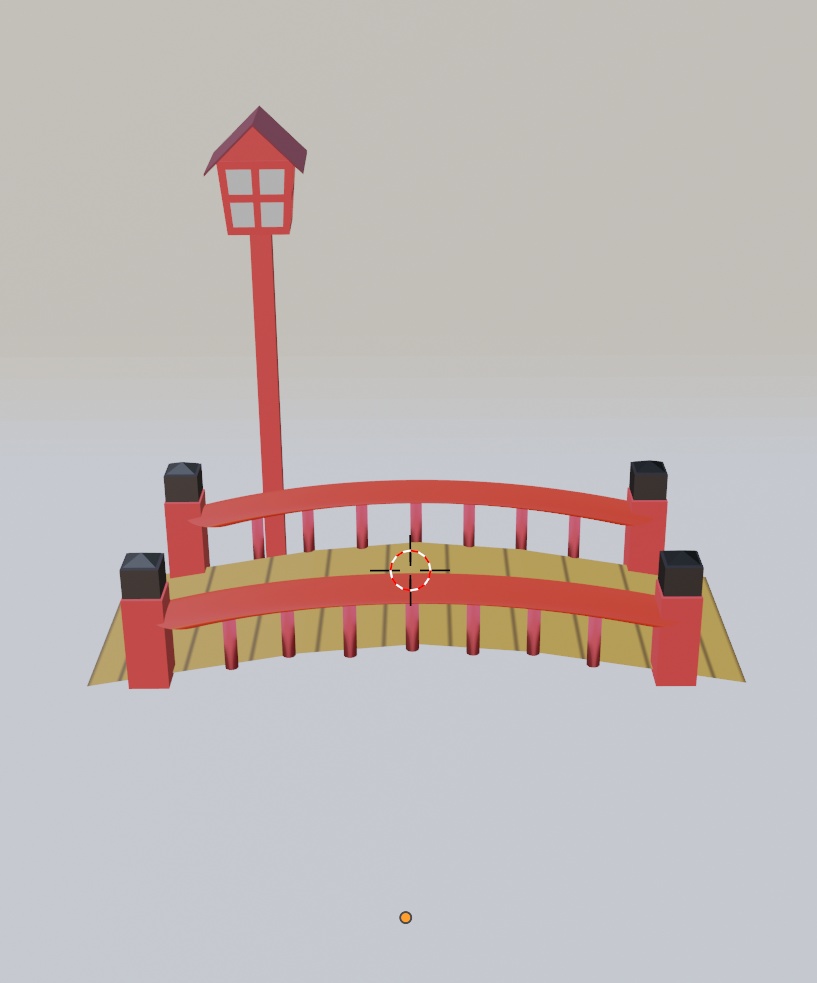 【Blender】和風の橋と街灯