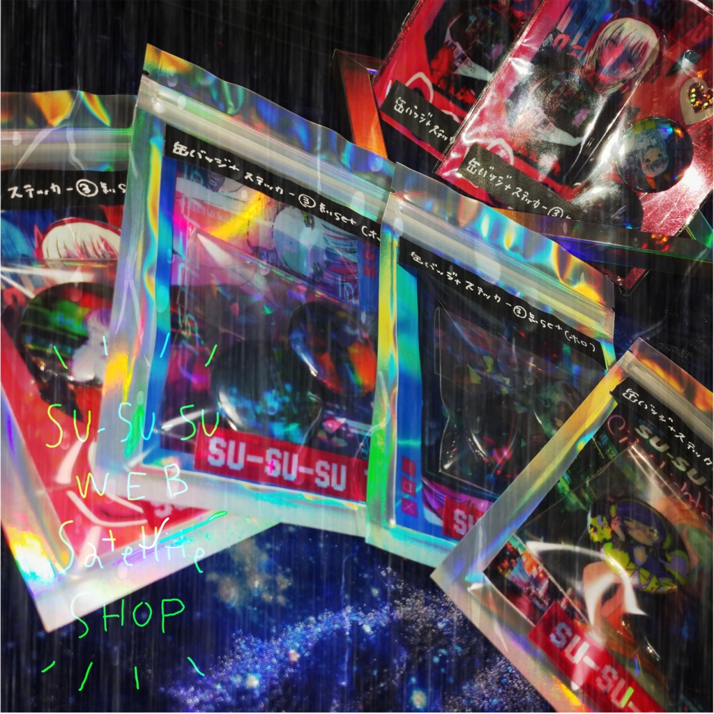 【NEW!】オーロラメタリックステッカー+缶バッジ②個set