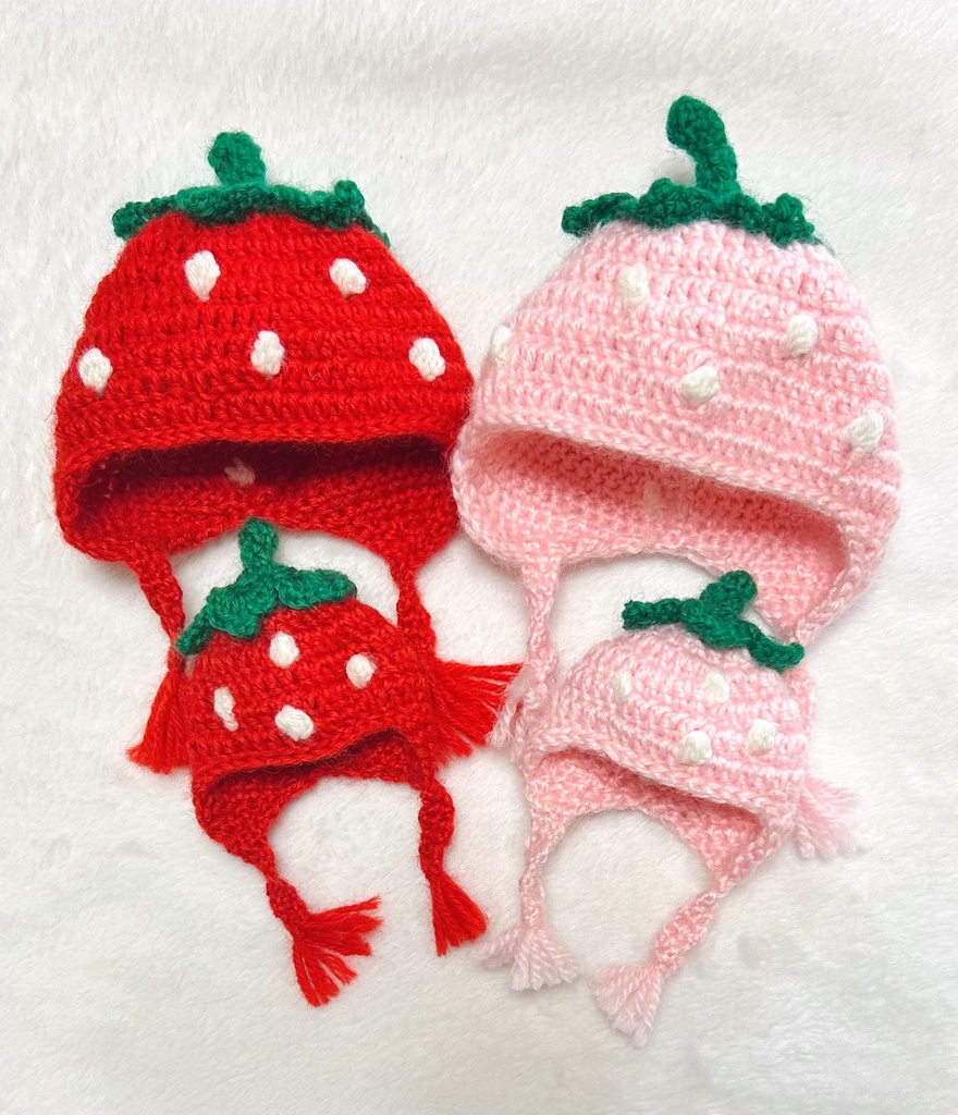 クッソいちごな帽子①大(赤、ピンク)