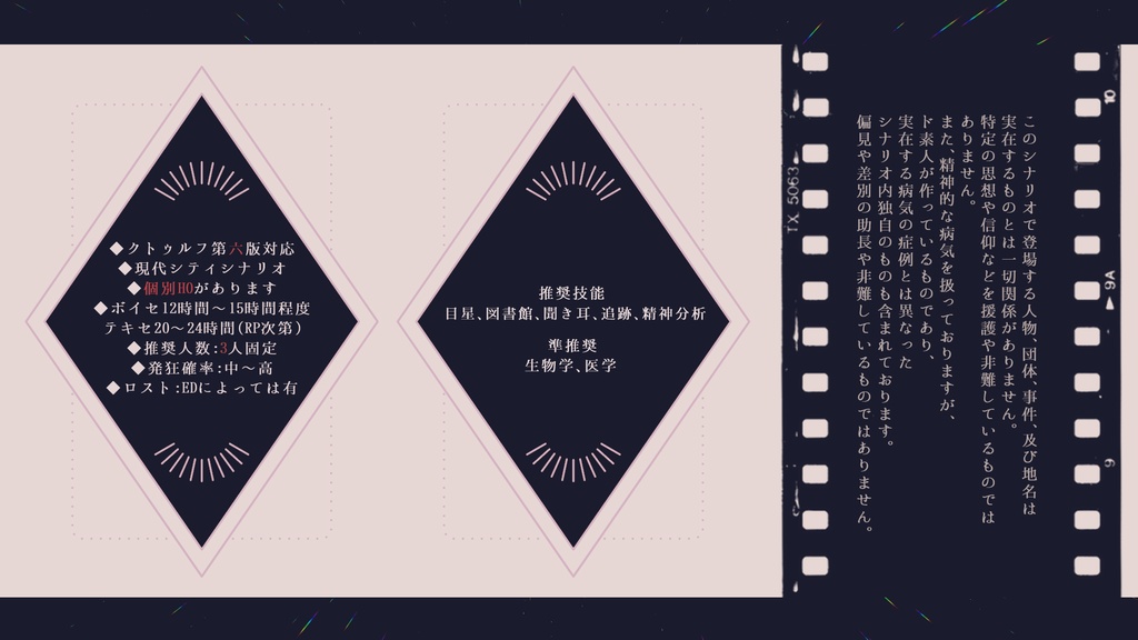 CoCシナリオ「救う神あれば捨てる神あり」