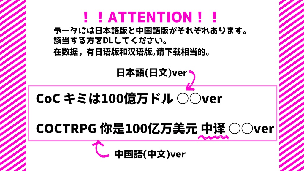 CoCシナリオ「きみは100億万ドル」