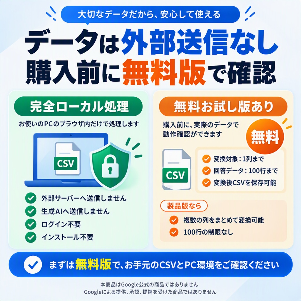 Googleフォーム複数回答CSV 0/1変換ツール(製品版)