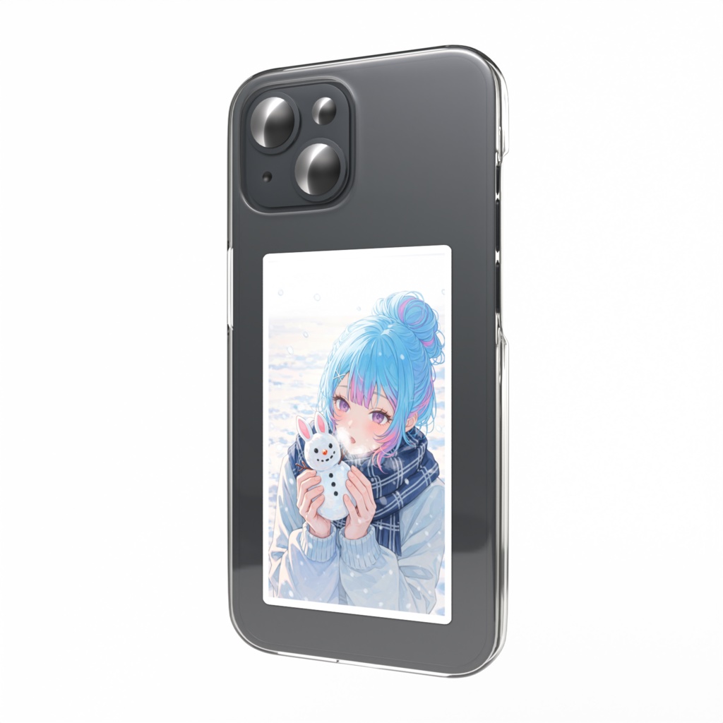 冬、うさぎ雪だるま ステッカー