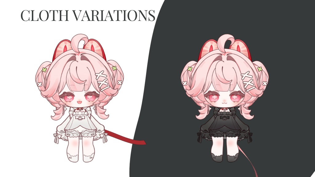 Strawberry Cat Premade Chibi VTuber Model 2.0