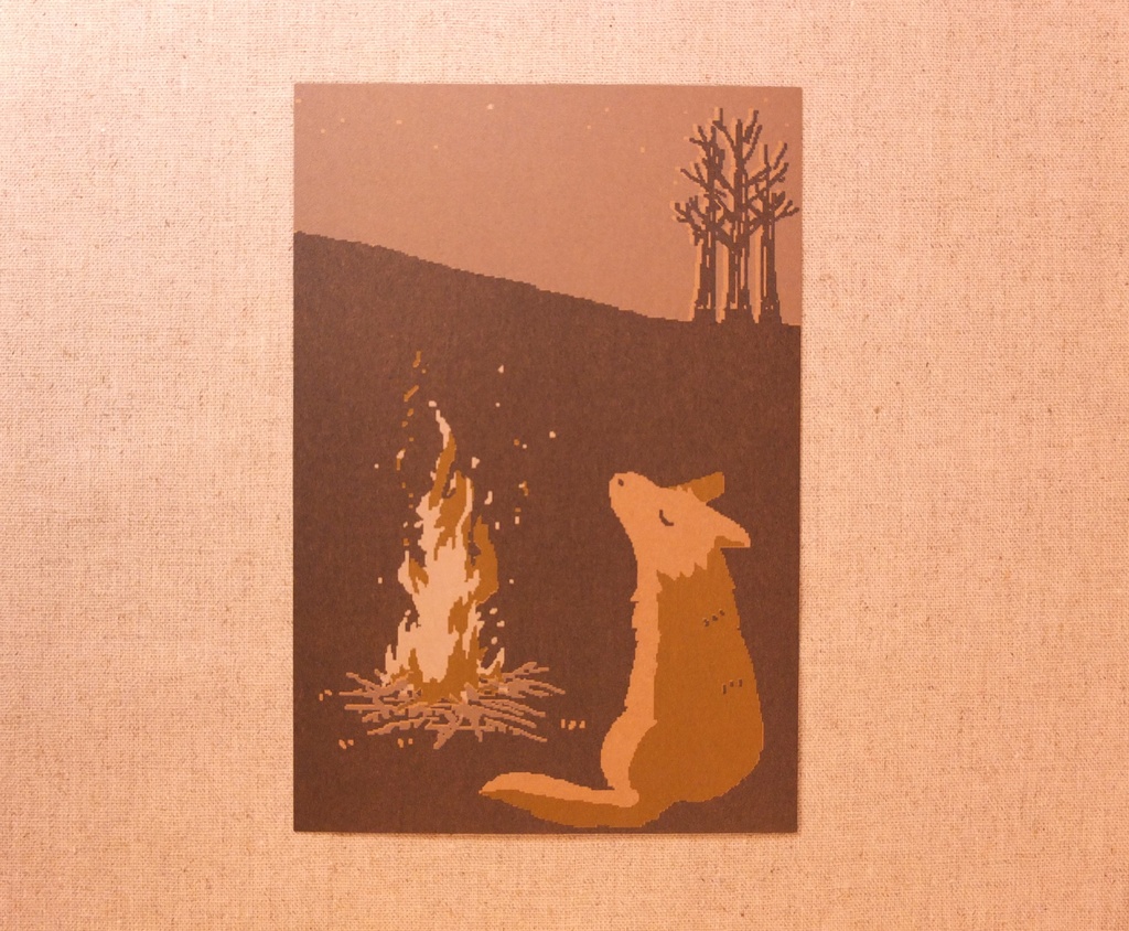 リソグラフ印刷　ポストカード（たきび）