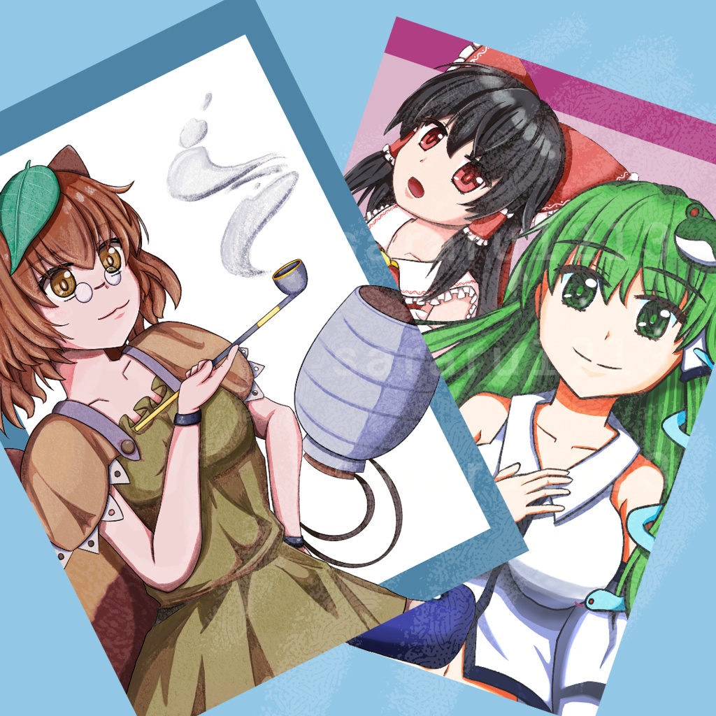 ポストカード2種 二ッ岩マミゾウ&東風谷早苗etc. 東方Project