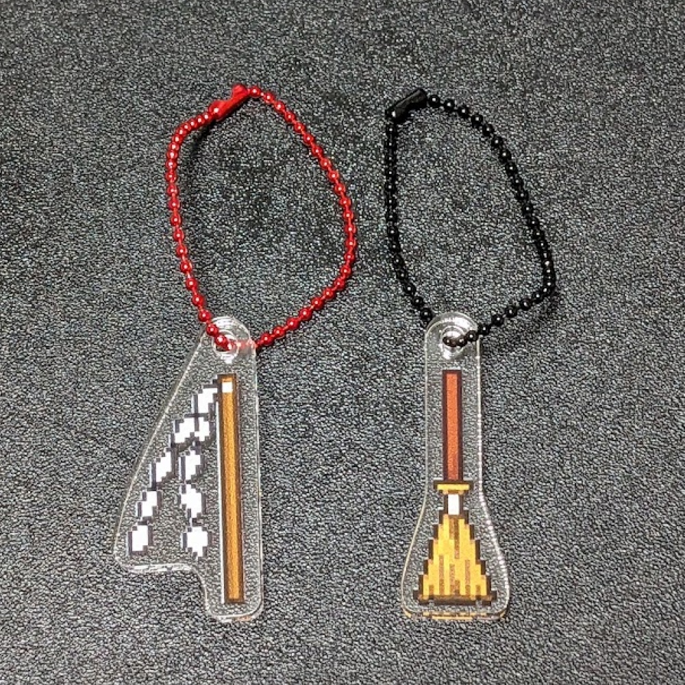 博麗霊夢・霧雨魔理沙のアイテム ドット絵 アクリルキーホルダー