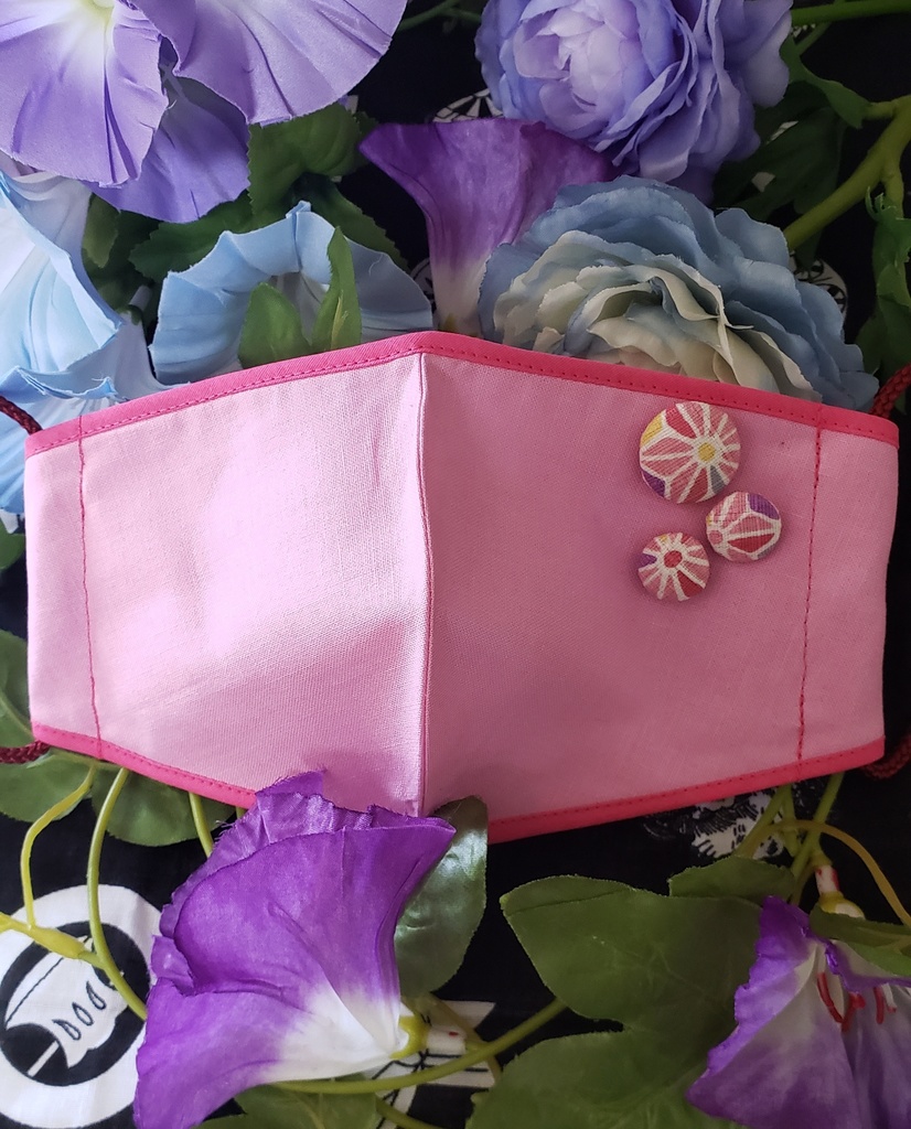 和柄釦付き、ピンクマスク