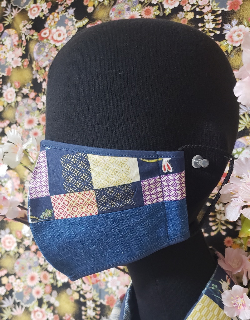 和紐マスク/青ウサギ柄