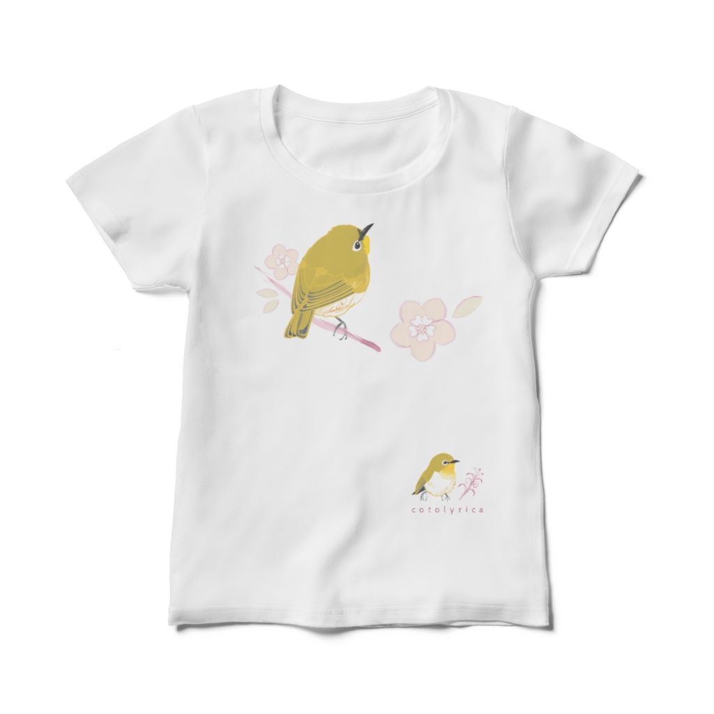 Cotolyrica 春告鳥うぐいす色のメジロ 0536 レディースTシャツ