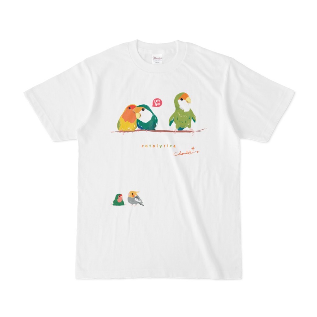 LOVE BIRDS  エッヘン ラブバード 0304 A柄 コザクラインコ イラスト Tシャツ