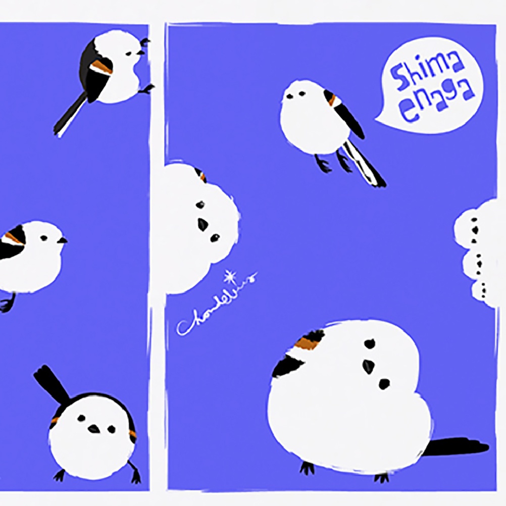 Cotolyrica シマエナガ 3コマ 0599 雪のちょんちょこりん Tシャツ