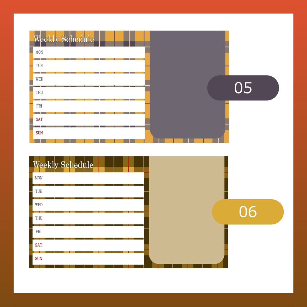 Weekly Scheduleテンプレート(秋チェック)【全6種類】