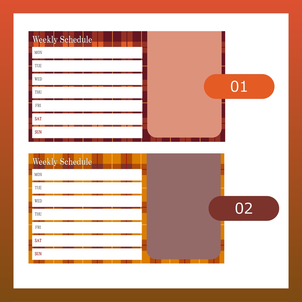 Weekly Scheduleテンプレート(秋チェック)【全6種類】