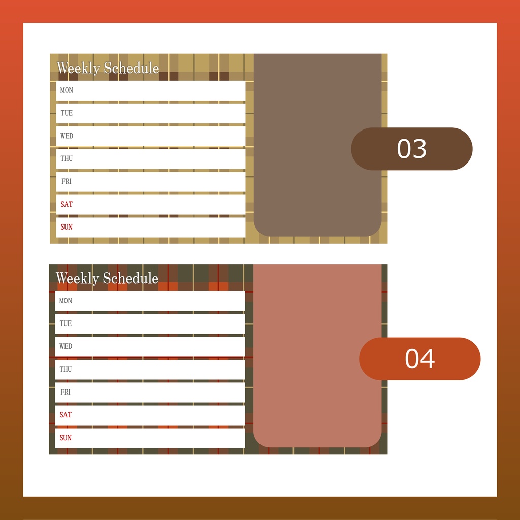Weekly Scheduleテンプレート(秋チェック)【全6種類】
