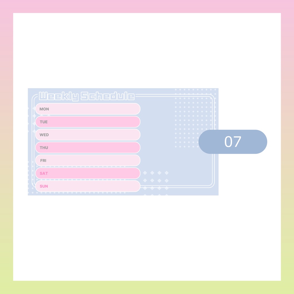 Weekly Scheduleテンプレート(2026Spring)【全7種類】
