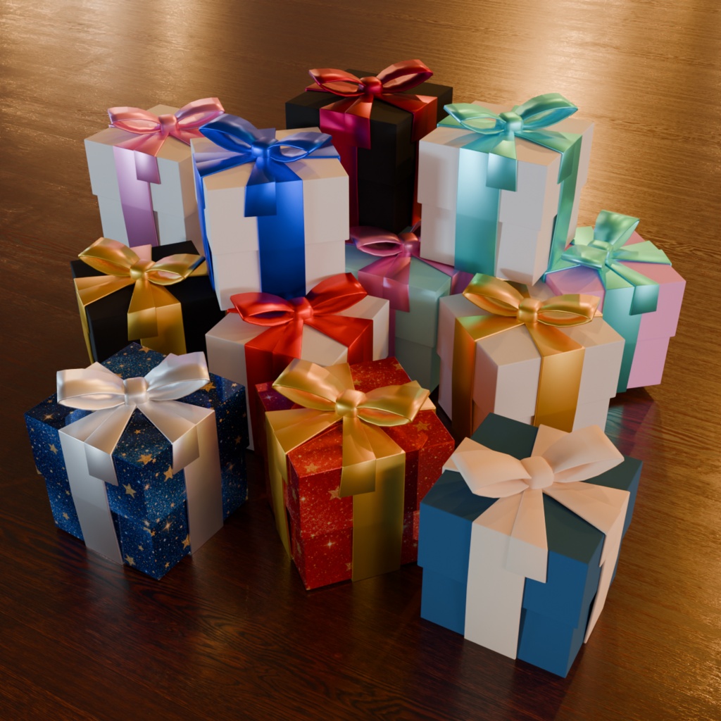 【3Dモデル】クリスマス家具 / プレゼントボックス（カラーバリエーション有り）