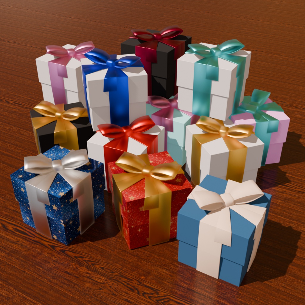 【3Dモデル】クリスマス家具 / プレゼントボックス(カラーバリエーション有り)