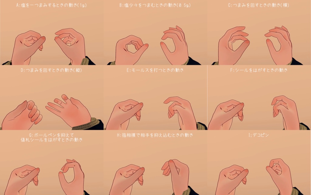 握って動く! ジェスチャーアニメーション14種+コントローラーセット【VRChat向け】