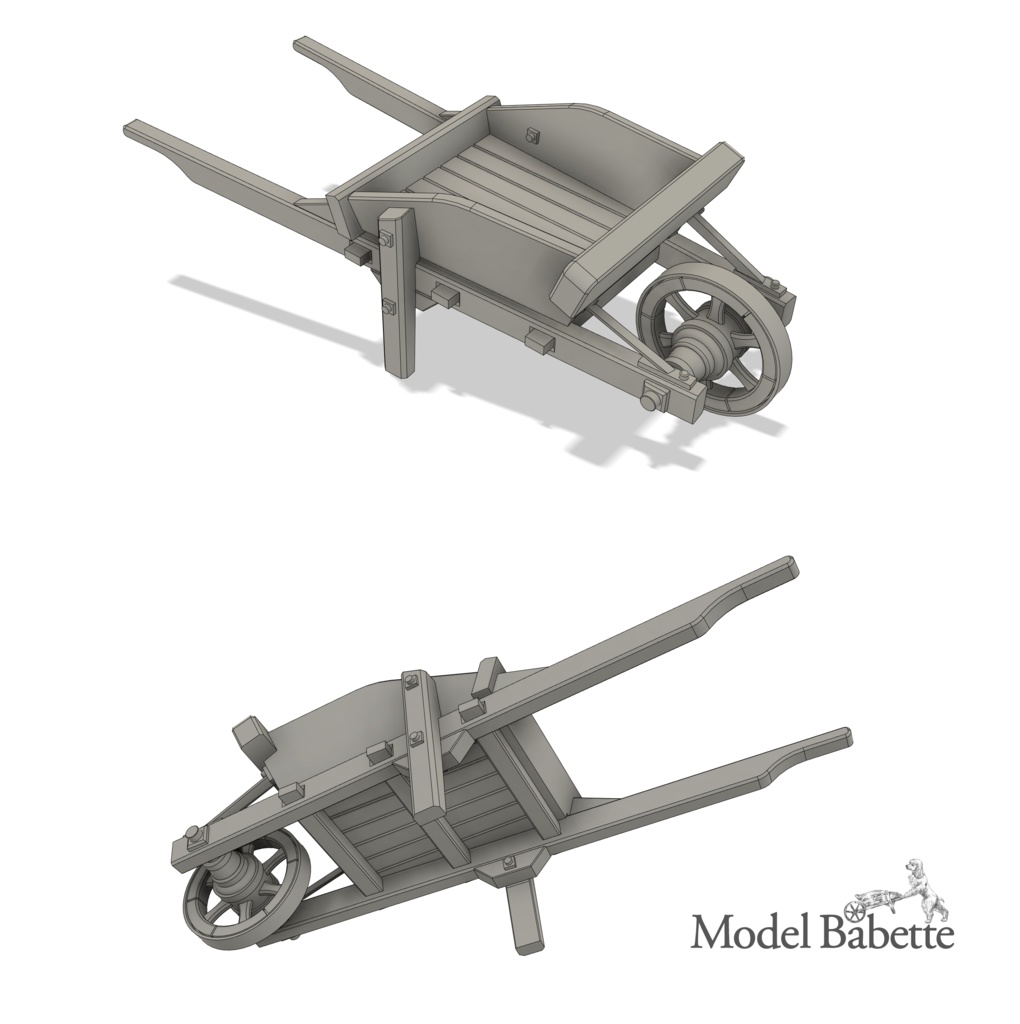 【STLデータ販売】荷車（一輪車）