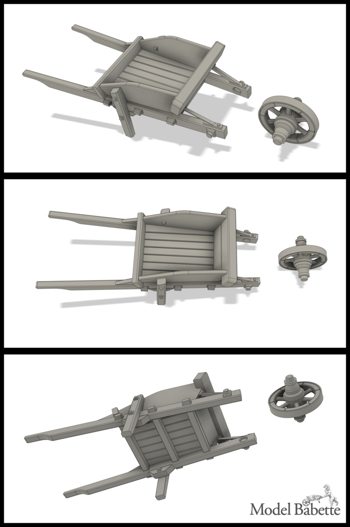 【OBJデータ販売】荷車(一輪車)