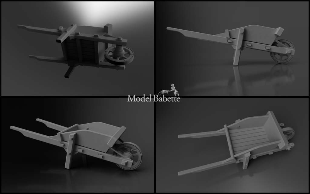 【OBJデータ販売】荷車(一輪車)