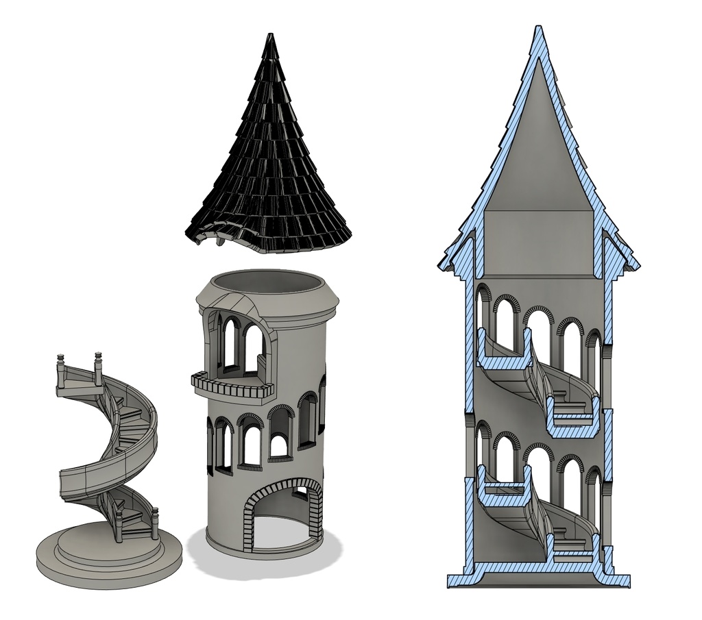 【STLデータ販売】螺旋階段塔A