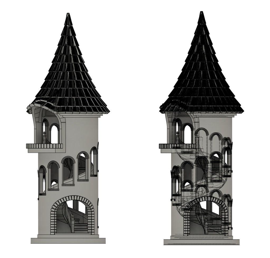 【OBJデータ販売】螺旋階段塔A