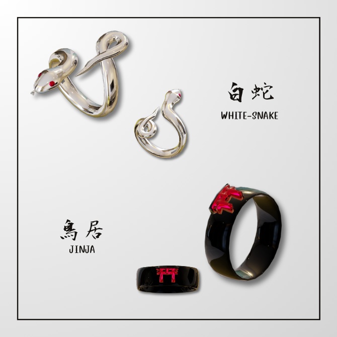 【1つから可】和風モチーフリング5点セット【パーティクル付き有】