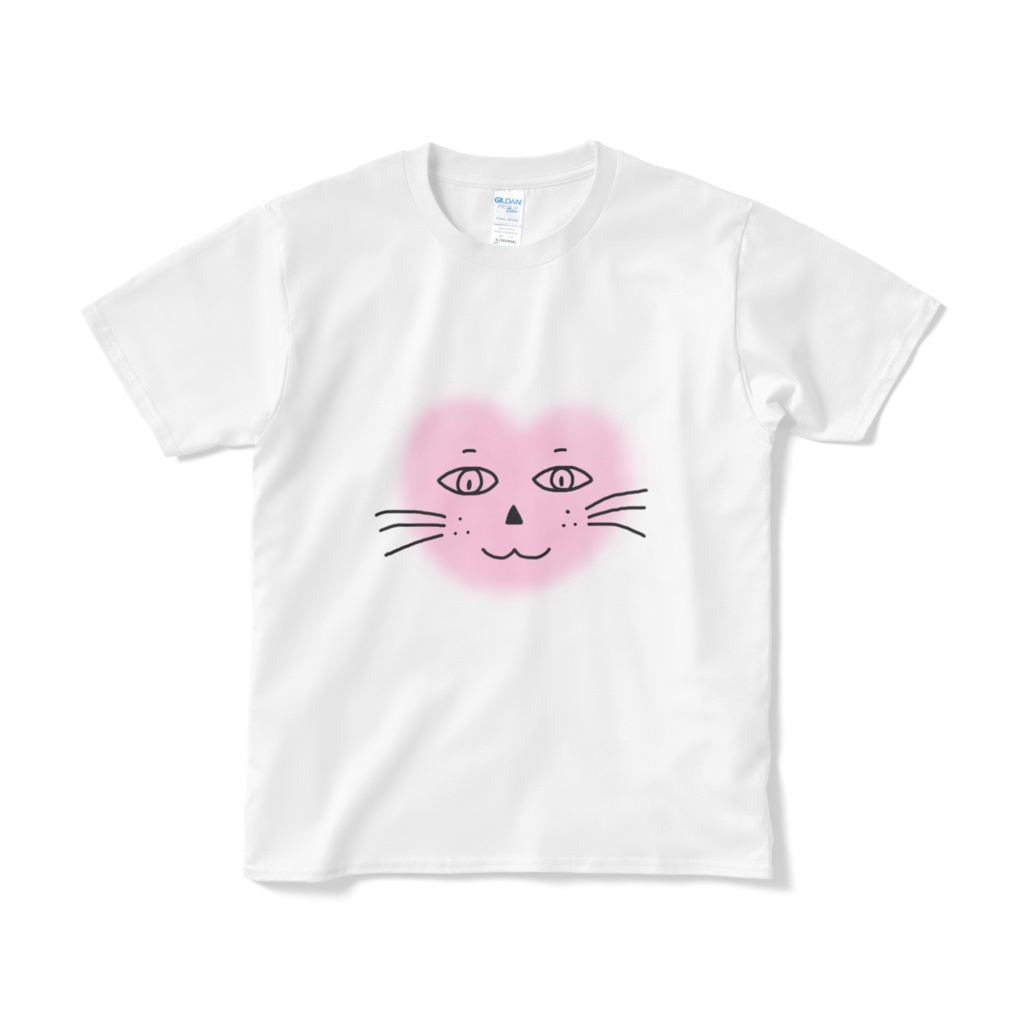 まるーいハートねこの短納期Tシャツ ホワイト・白