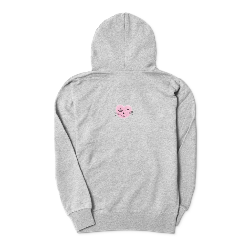 まるーいハートねこのパーカー 杢グレー・灰色