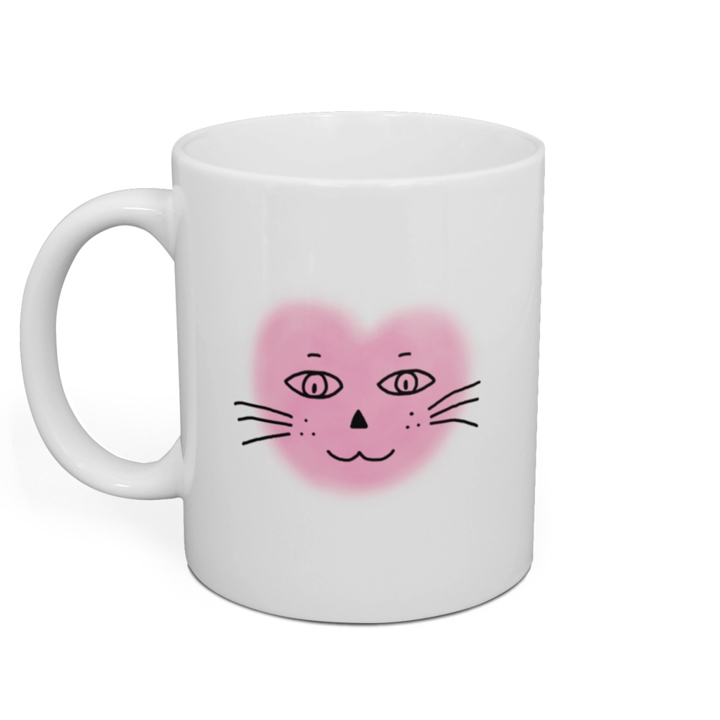 まるーいハートねこのマグカップ