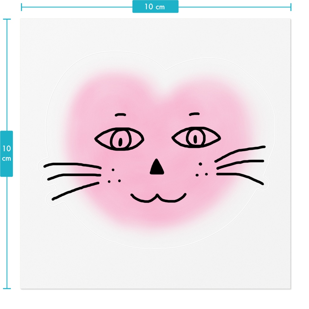 まるーいハートねこのステッカー その1 クリア
