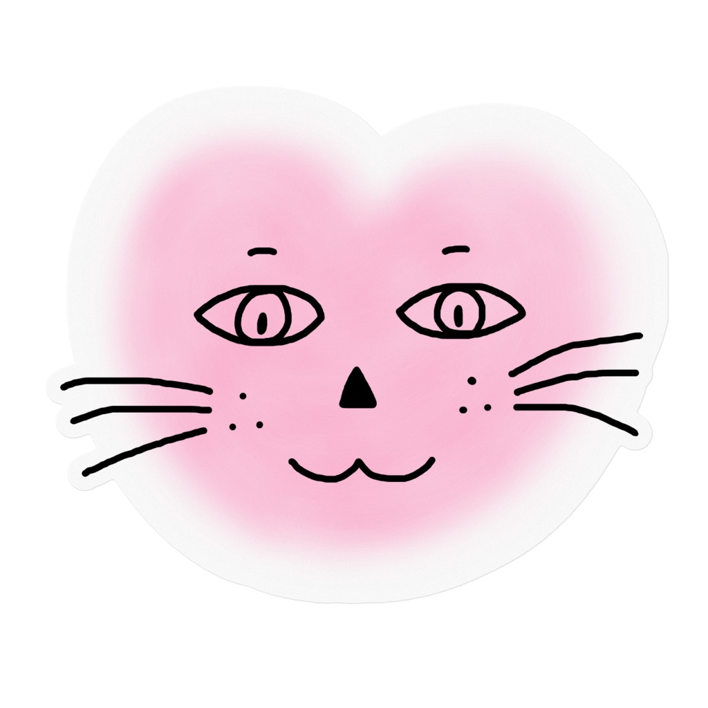 まるーいハートねこのステッカー その1　クリア