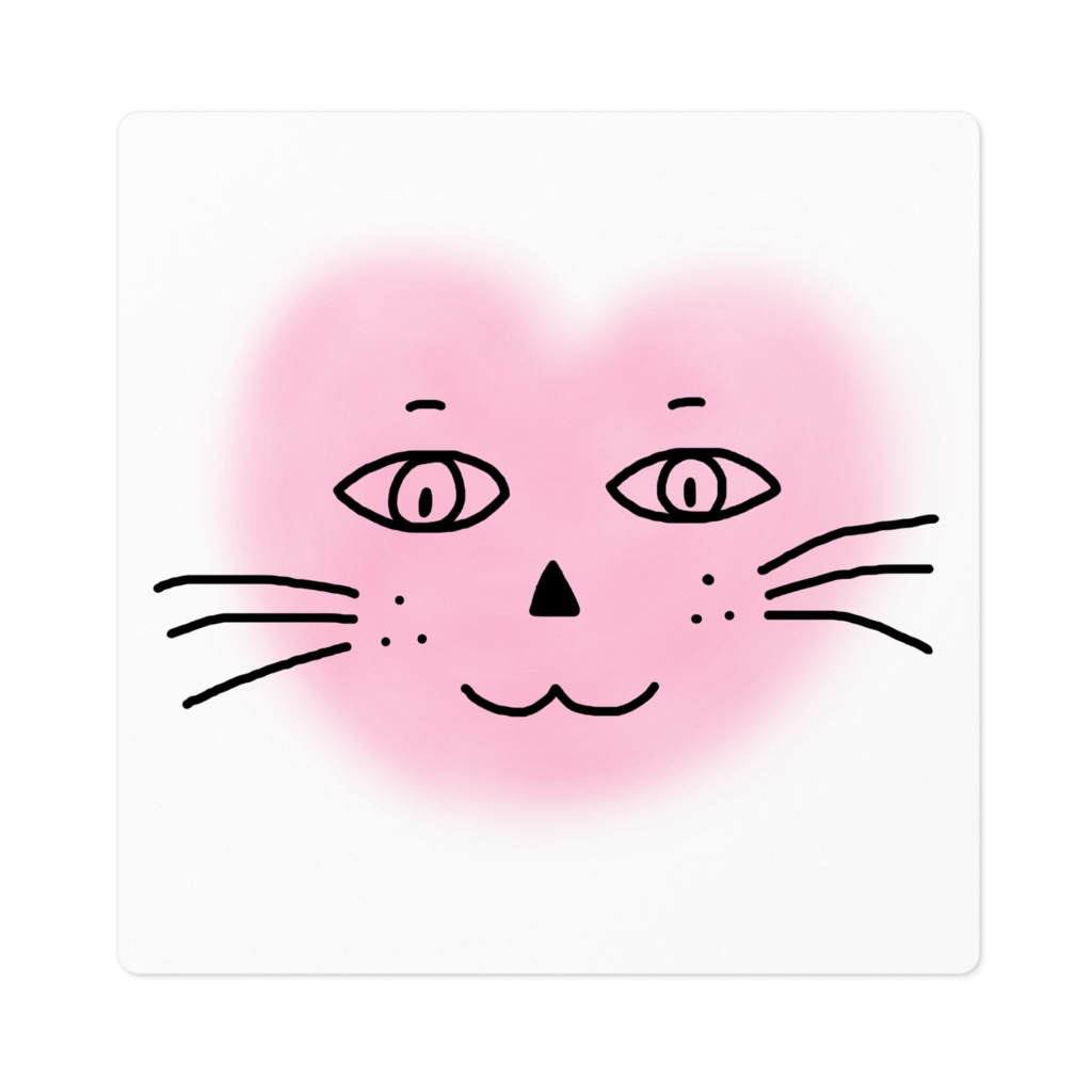 まるーいハートねこのステッカー その1 ホワイト・白