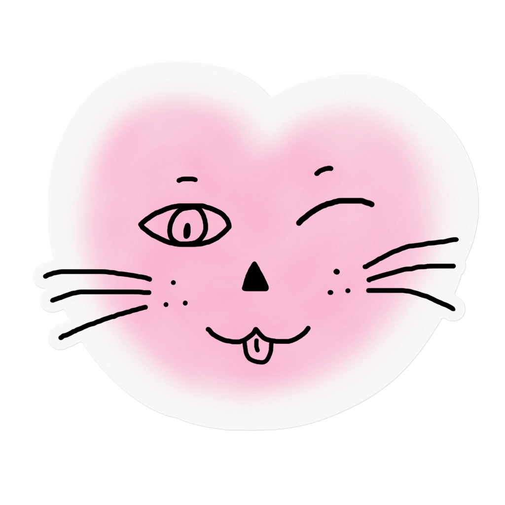 まるーいハートねこのステッカー その2　クリア
