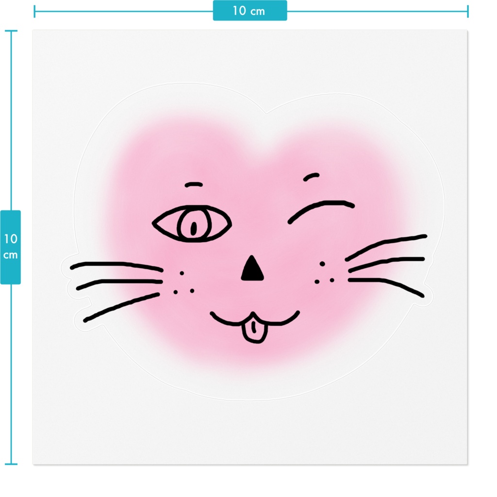 まるーいハートねこのステッカー その2 クリア