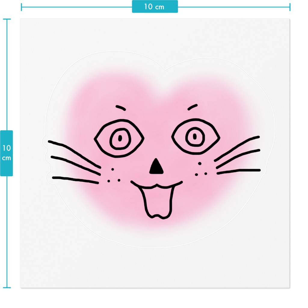 まるーいハートねこのステッカー その3 クリア