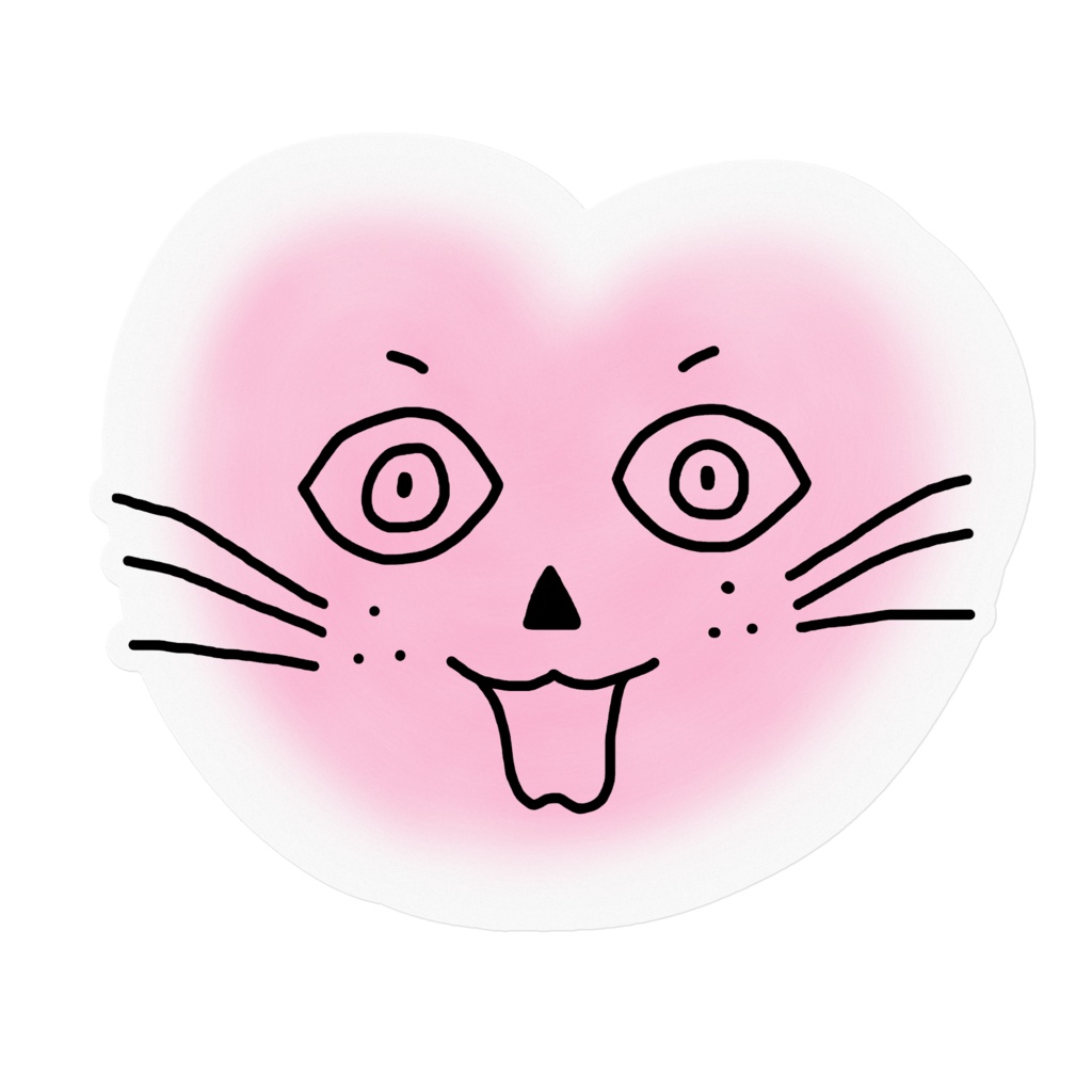まるーいハートねこのステッカー その3 クリア